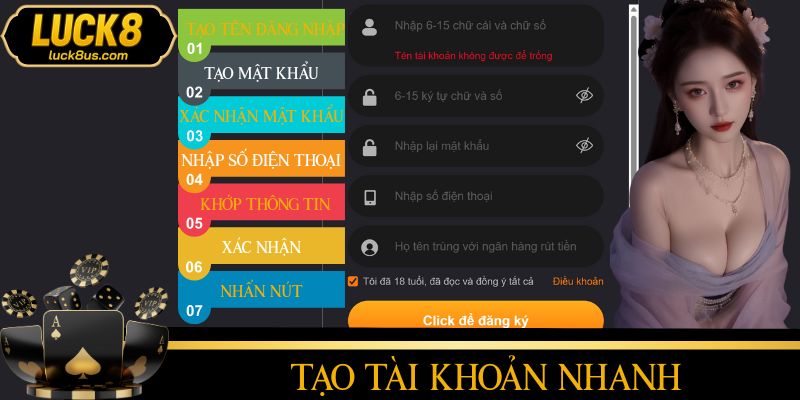Cách tạo tài khoản cá cược cho tân thủ LUCK8